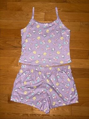 Hello Kitty Sanrio Lavender Tank & Shorts Pajama Set Pastel Character Print XL